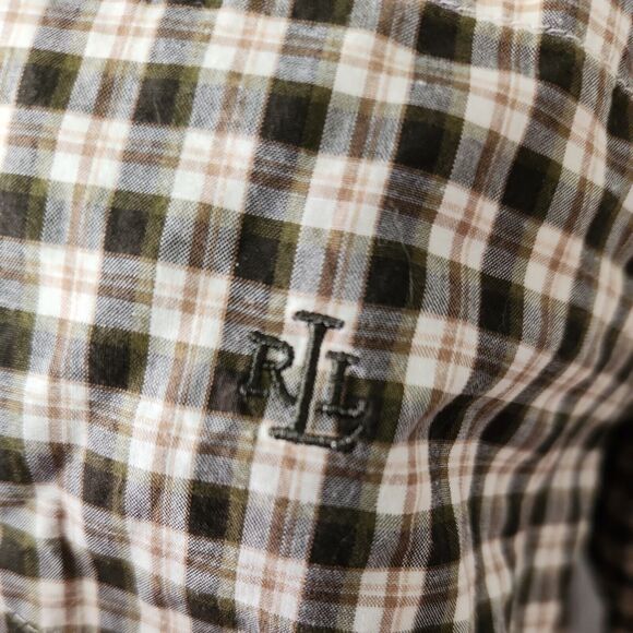 Lauren Ralph Lauren L 100% Cotton Plaid Lightweight Button Down Shirt Fall Color - Picture 4 of 12